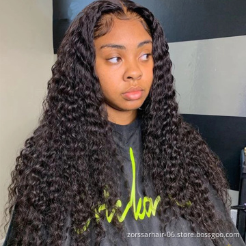Wholesale Vendors Human Hair Extensions Wigs Kinkly Curly Deep Wave Wigs Lace Front 360 Hd Frontal Wig for Black Brazilian Women